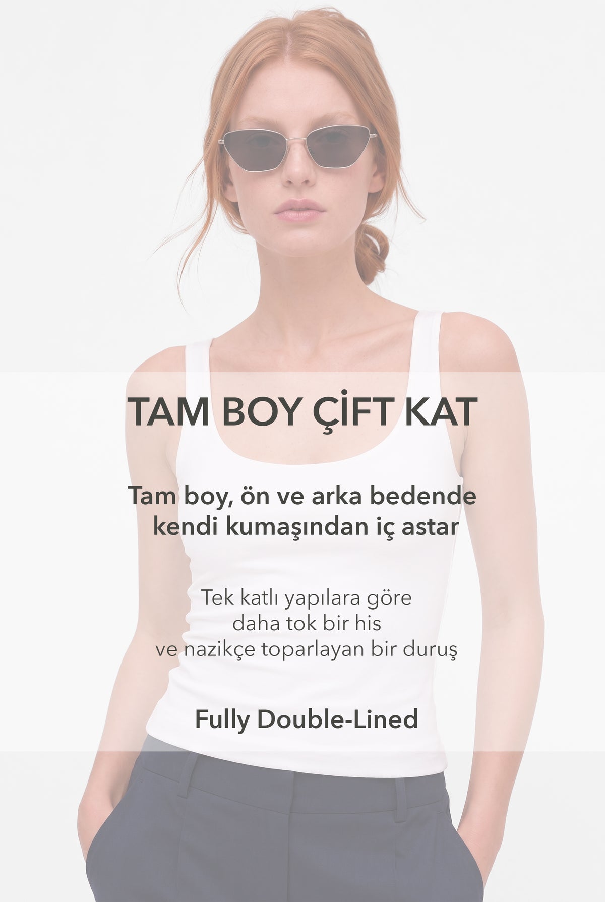 Kadın Beyaz Scoop Yaka Tam Boy Çift Kat Modal Pamuk Askılı Basic Body