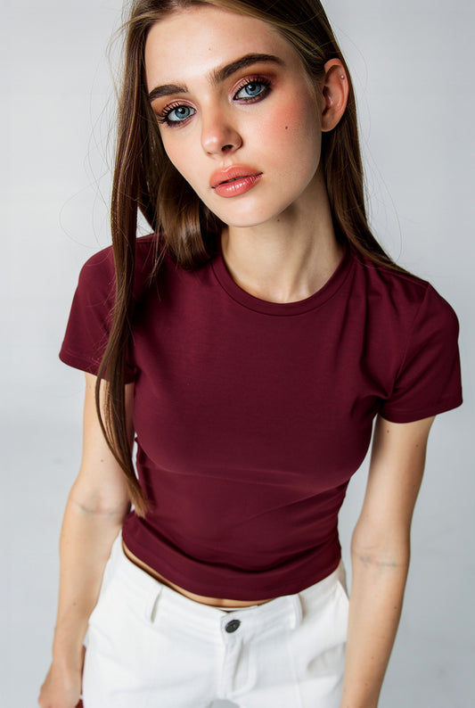 Ultra Premium Soft Bisiklet yaka Kısa Kol | Bordo