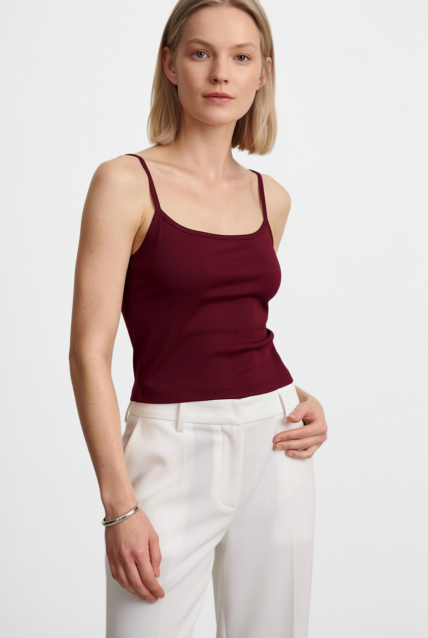 Bordo Ultra Premium Soft Askılı Bluz