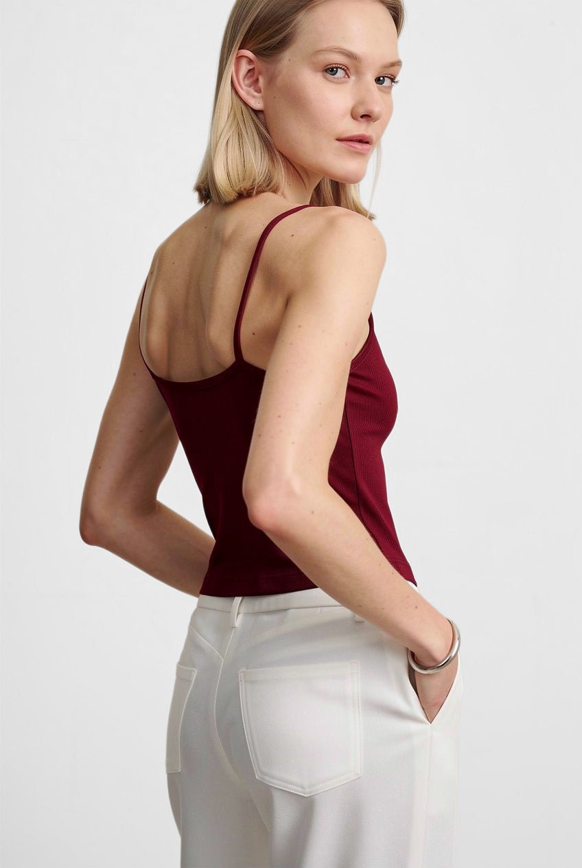 Bordo Ultra Premium Soft Askılı Bluz