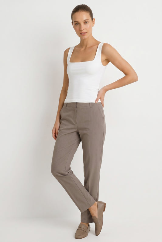 Beyaz Ultra Premium Soft Modal Kare Yaka Askılı Body