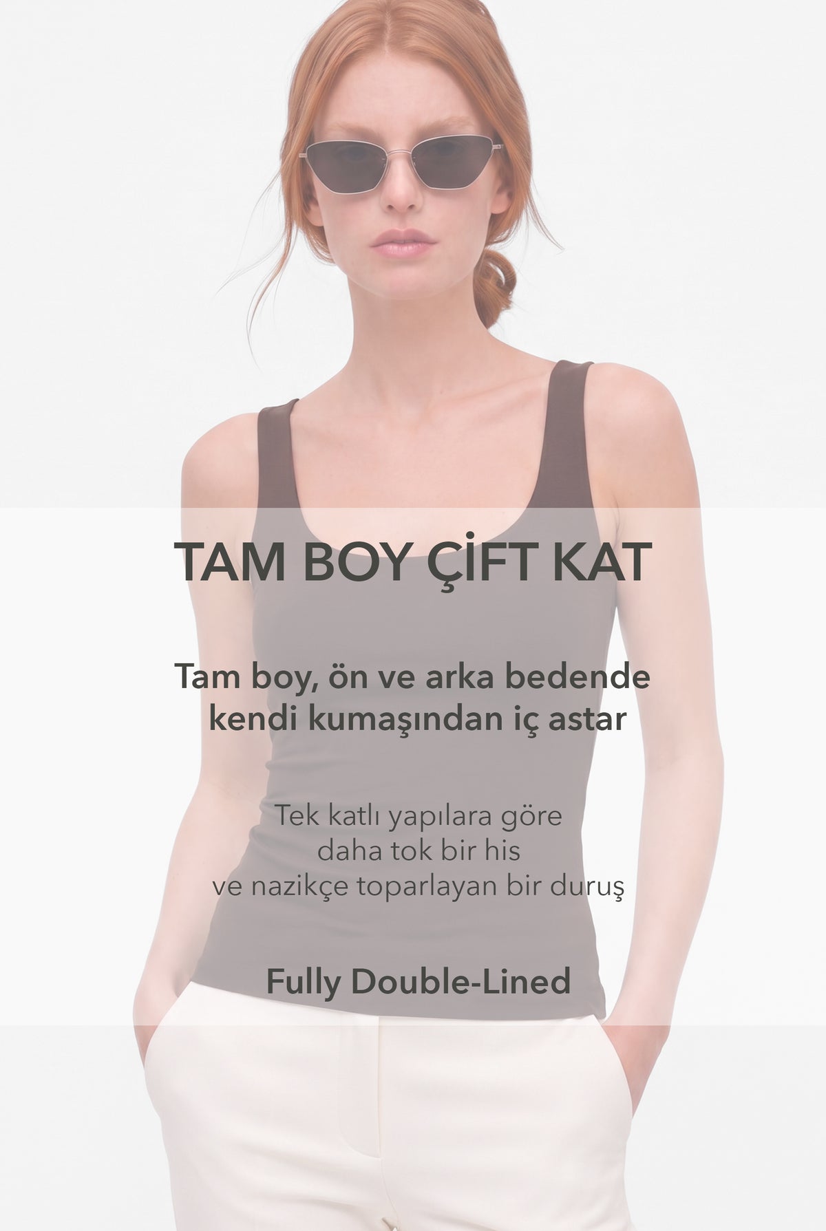 Kadın Kahverengi Scoop Yaka Tam Boy Çift Kat Modal Pamuk Askılı Basic Body