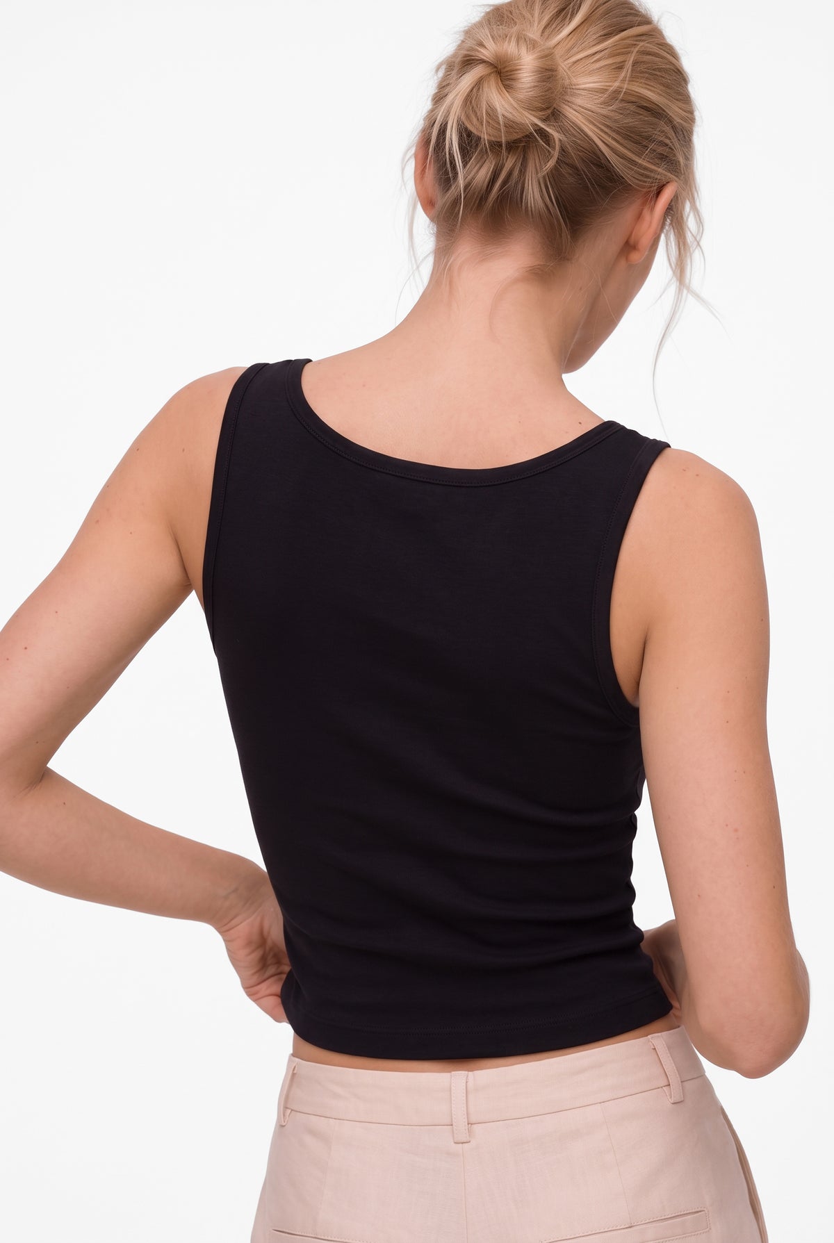 Kadın Siyah Dantel Detaylı U Yaka Geniş Askılı Modal Pamuk Body